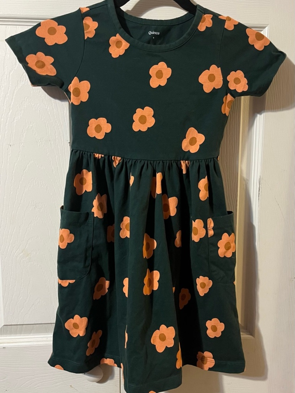 Quince Organic Cotton Fit & Flare Short Sleeve Dress With Pockets Size 6